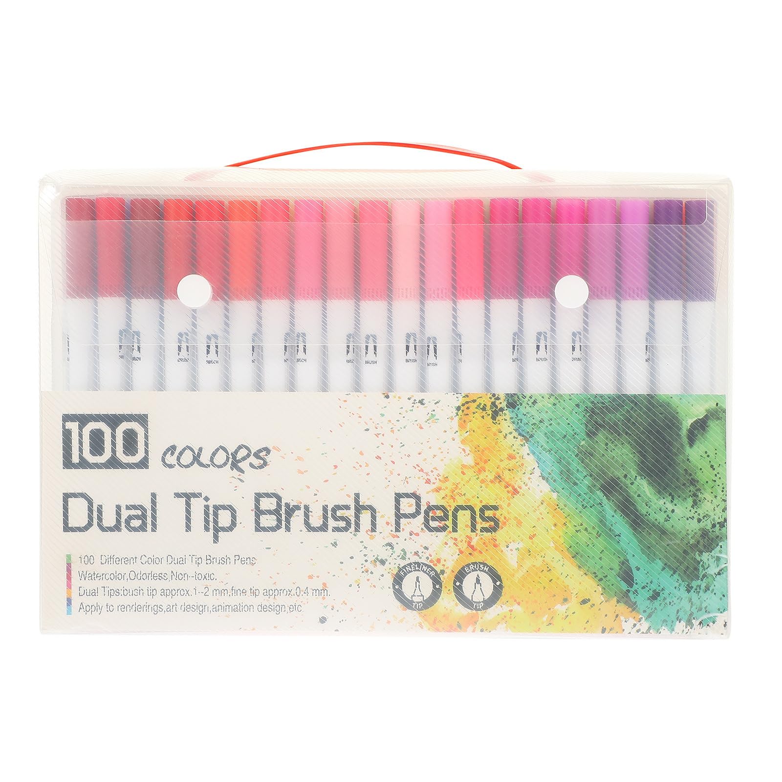 Lot de 100 Feutres et Stylos de Coloriage Artistiques à Double Pointe Fine et Pinceau, Portable en Abs et Éponge, pour Illustration et Projets Créatifs