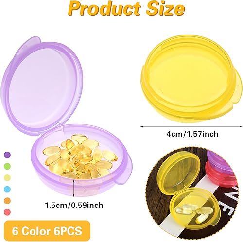 Miniatura 2 de Prasacco Caja organizadora pequeña de 6 piezas, contenedor de vitaminas de viaje, portátil, diario, mini estuche de vitaminas para bolsillo,