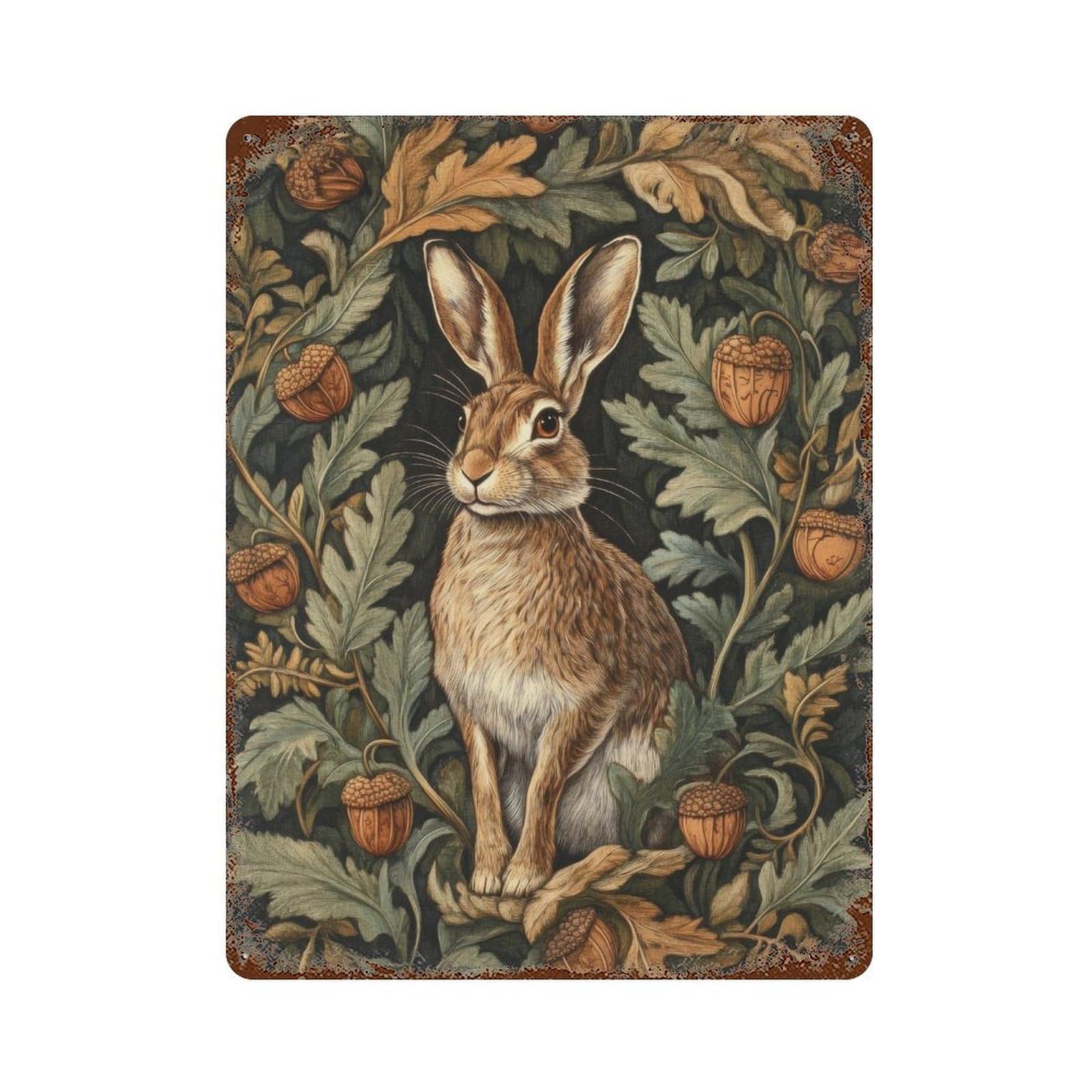 William Morris Hare Amongst Oak Leaves Cottagecore Decor Arts And Crafts Wildlife Illustration Botanical Vintage Nature Wall Decor Art Metal Tin Poster Modern Home Decor Art Home Bar Shop Decorations