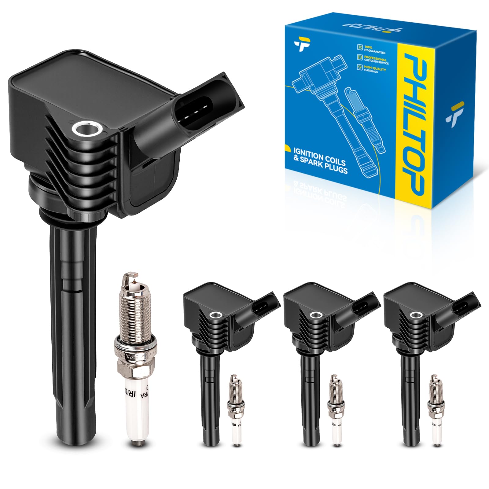PHILTOP Ignition Coil Pack and Spark Plug Kit for 14-19 VW Passat 1.8T/2.0T