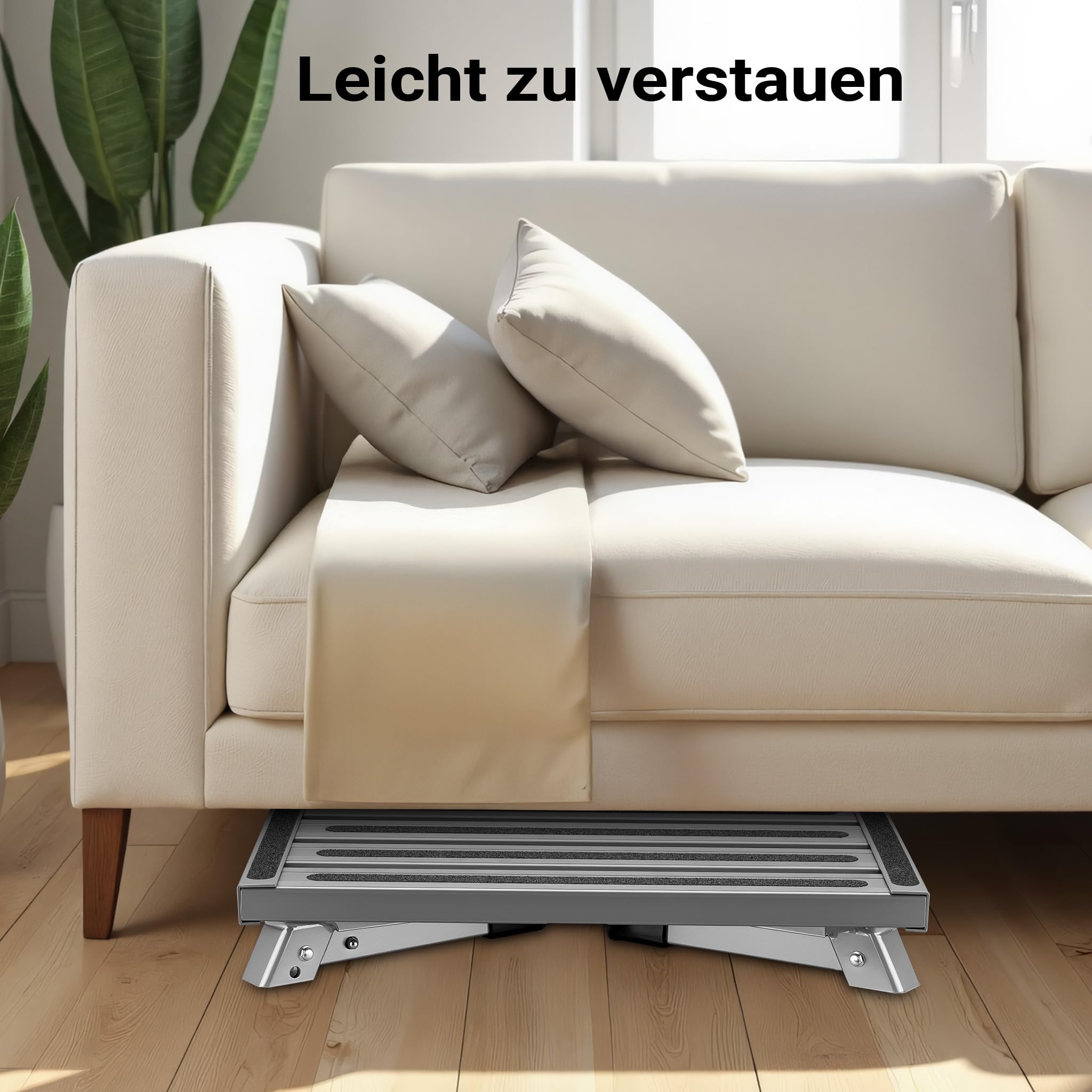 Wiltec Tritthocker klappbar Trittleiter mit 1 Stufe aus Aluminium Camping Klapptritt bis 220 kg mit Rutschfester Oberfläche Hocker faltbar Leiter