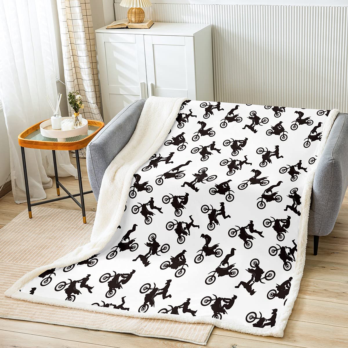 Motocross Rider Fleece Throw 