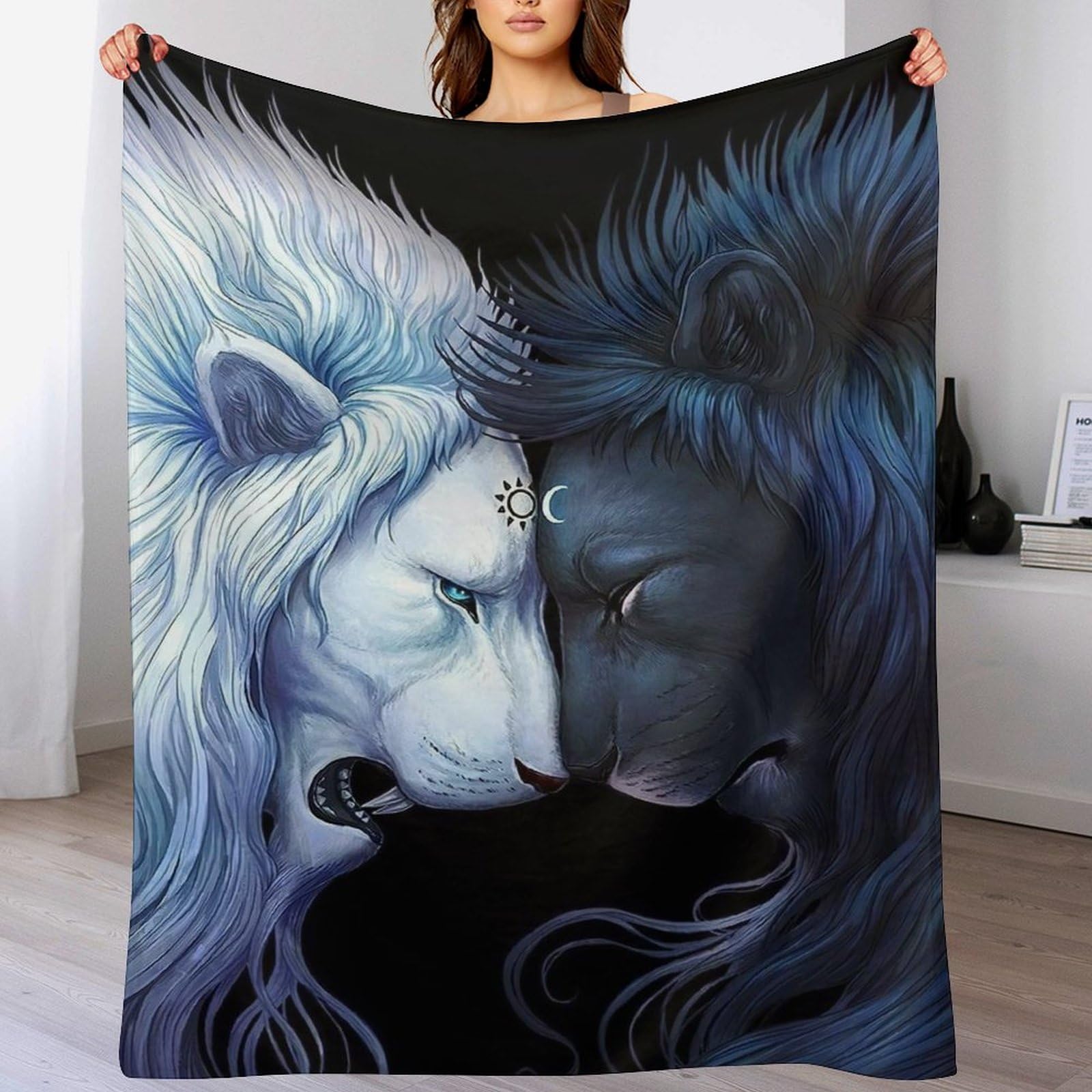 Manta de franela polar de león extrasuave con aislamiento térmico para invierno de 130x180cm