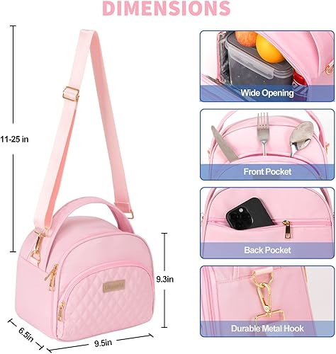 Miniatura 9 de Lindas loncheras pequeñas para adultos, elegantes loncheras para adultos de apertura amplia para mujeres, bolsas reutilizables para el trabajo,