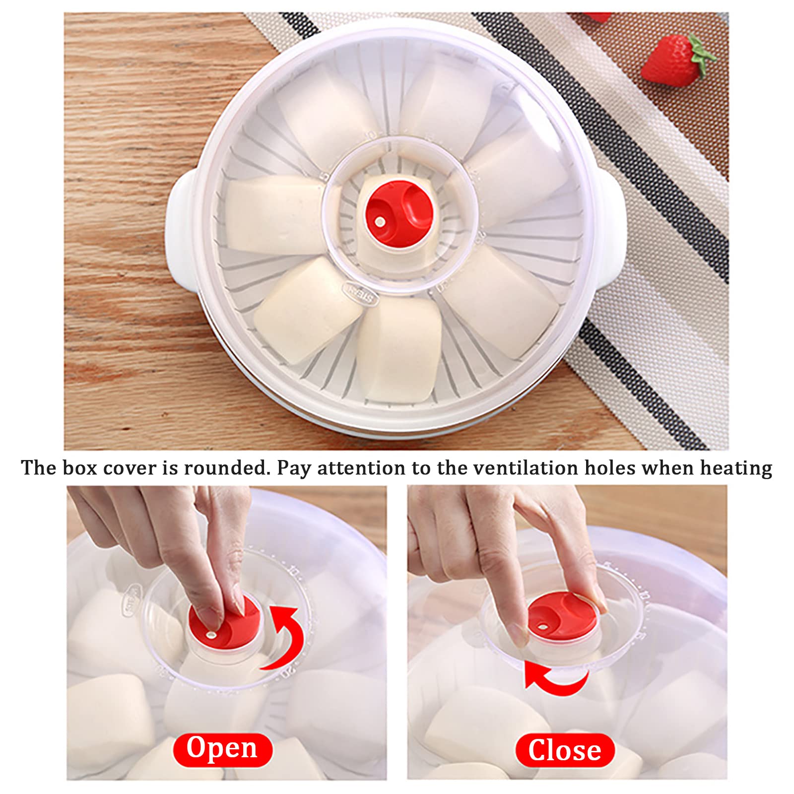 Vaporizador de verduras para microondas, vaporizador de microondas para verduras, tazón de calefacción para microondas, micro utensilios de cocina para cocinar (1 capa) 9