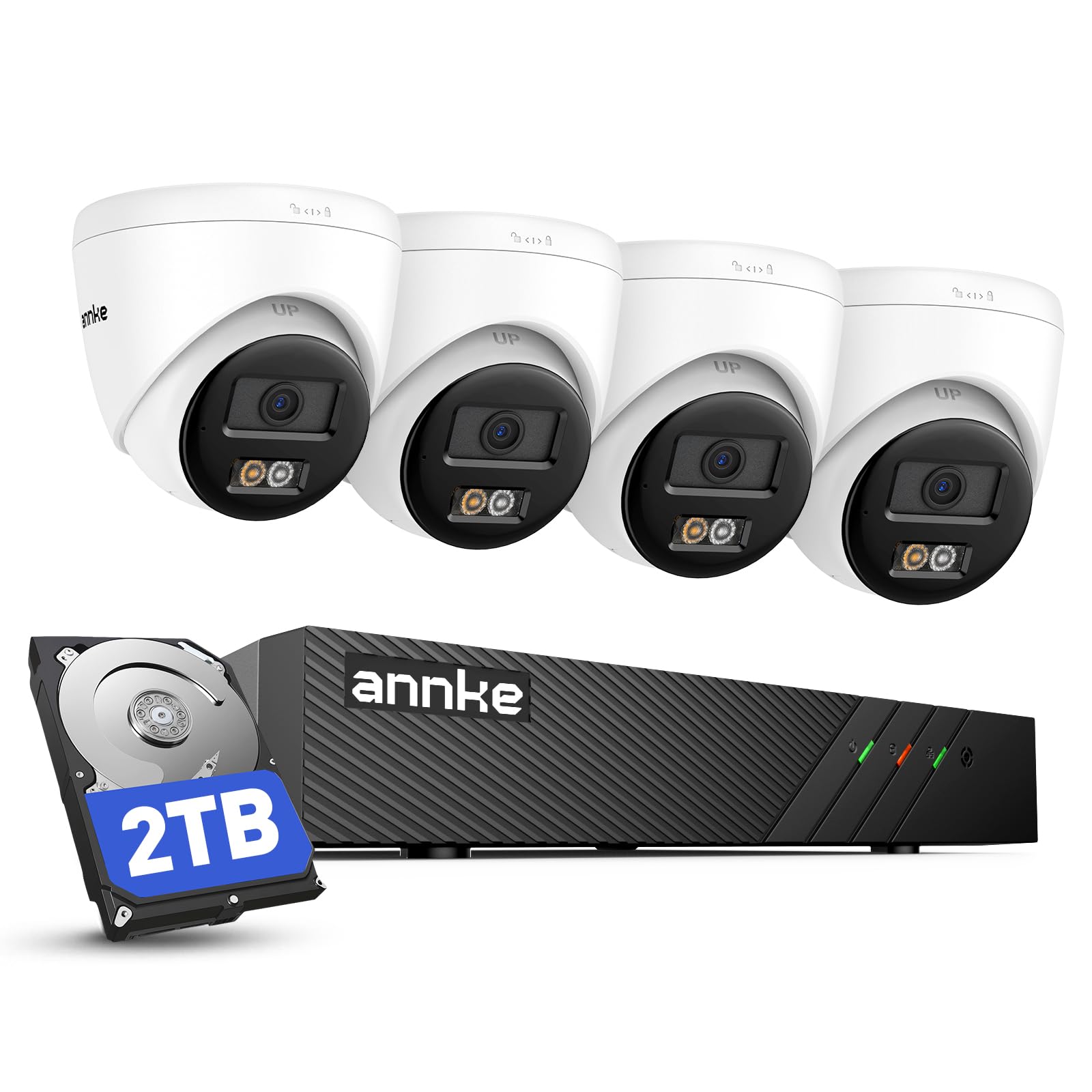 ANNKE 3K Super HD PoE Überwachungskamera Set Außen, 4 Kameras, 2TB HDD