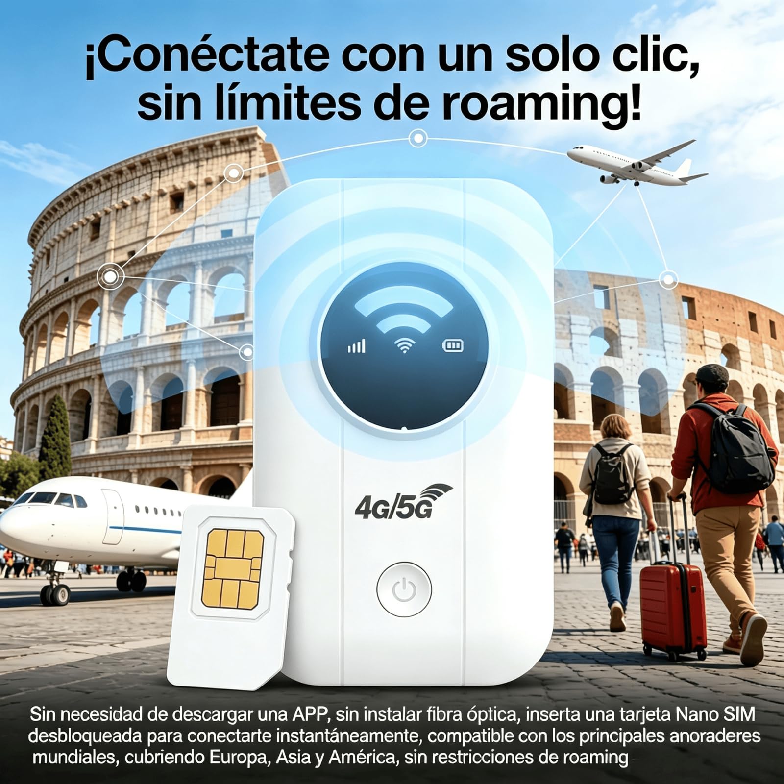 Routeur WiFi Mobile 5G Portable, Hotspot WiFi de Poche avec Écran LED et USB Type-C, Modem Haut Débit Compatible Carte SIM, Routeur Mobile Universel pour Voyage et Télétravail