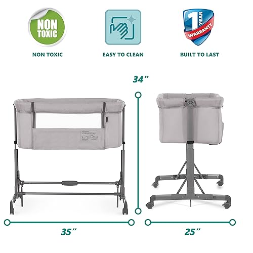 Miniatura 3 de Dream On Me Zimal - Moisés y mesita de noche en color gris, ligero y portátil, paneles de malla transpirable, fácil de plegar y transportar, moisés
