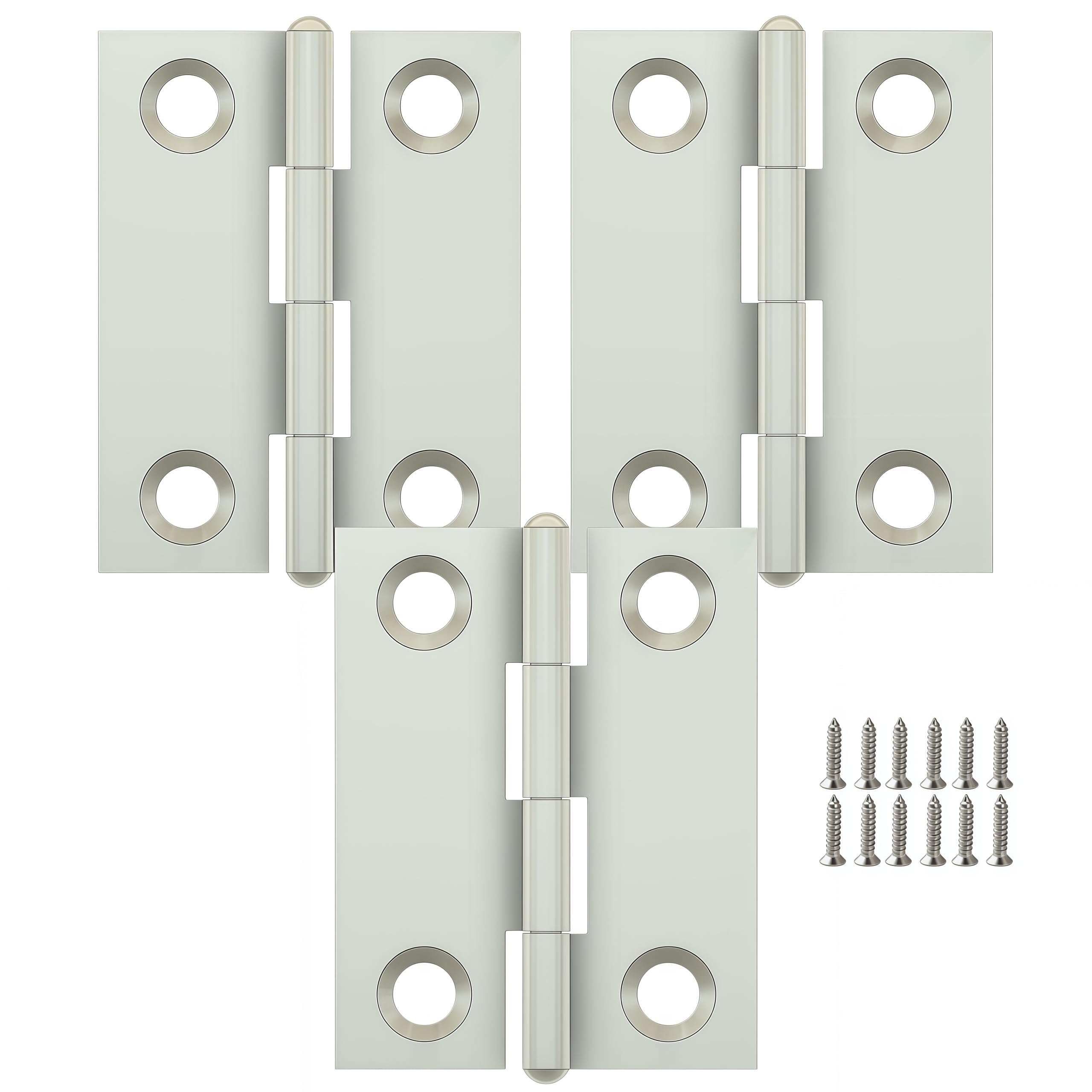 Vbnexyr Regular 3 Pack Stainless Steel Folding Hinges For Cabinets Casement Hinges And Door/Window Hardware With Screws 36 * 28 * 1.0Mm (With Enlarged Holes)