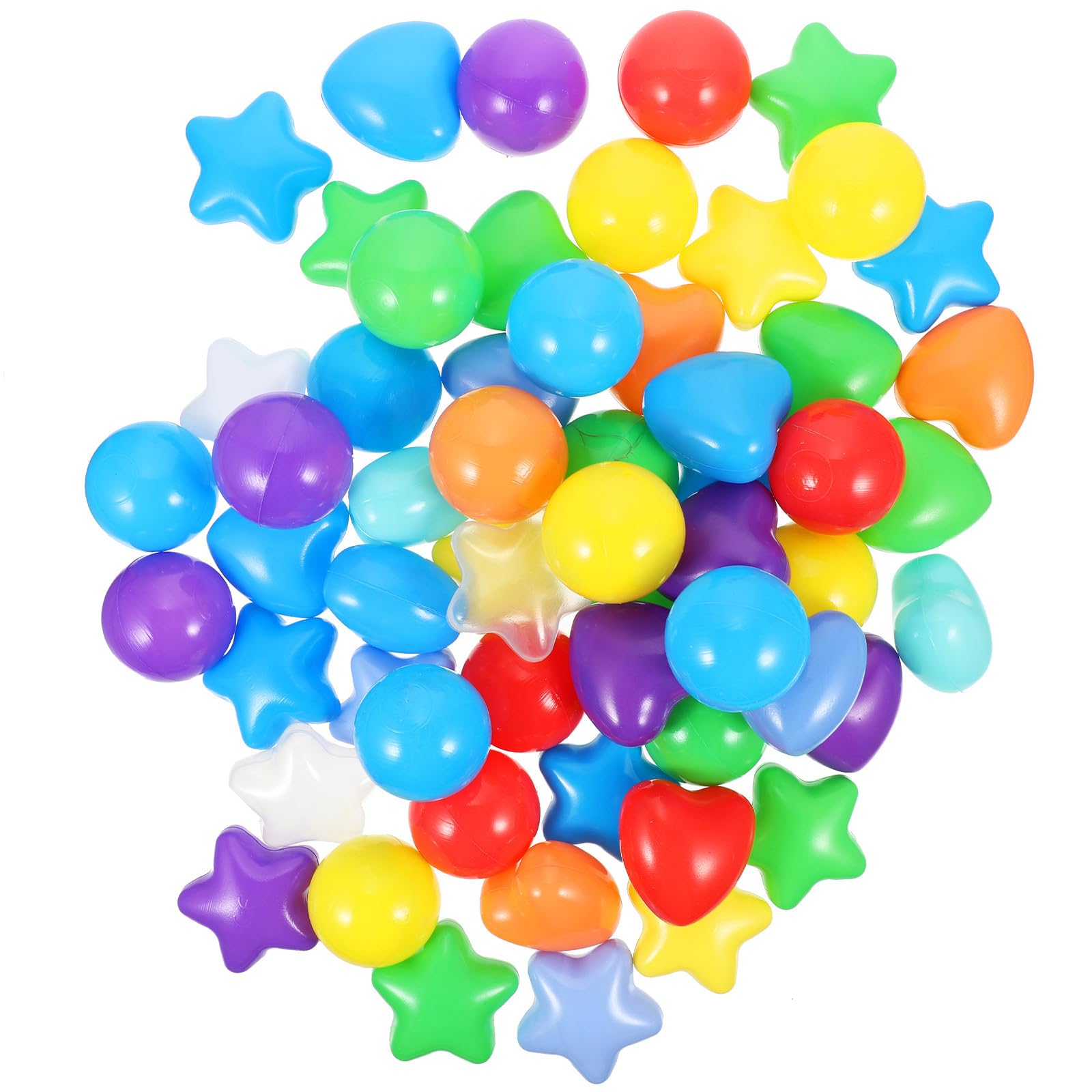 Hemobllo Bolas de Plástico Juguetes Creativos 150 Forma de Estrella y Corazón para Niños para Piscina y Fiestas en Parques de Atracciones