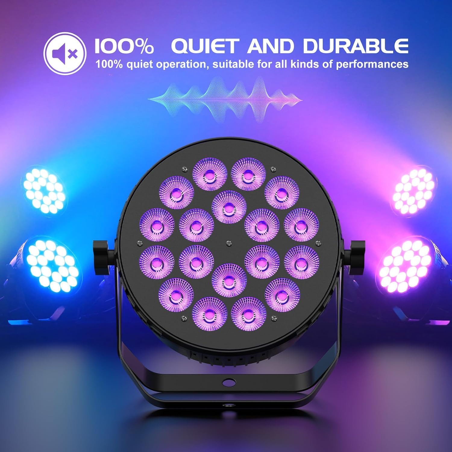 180 W Par LED RGBW, kit d'éclairage de scène 8 pièces avec DMX contrôleur et câble de signal, doté du DMX512 et de la commande vocale, adapté aux fêtes, mariages, bars, Noël