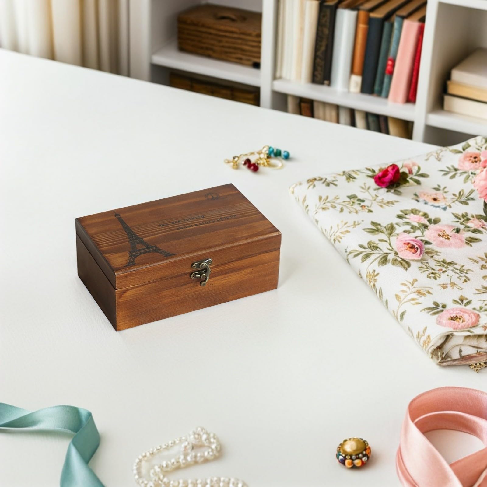 WRITWAA 2 Piezas Caja de Costura Diseño Portátil y Duradero de Madera Vintage para Almacenamiento de Agujas y Hilos para Uso Doméstico y Manualidades