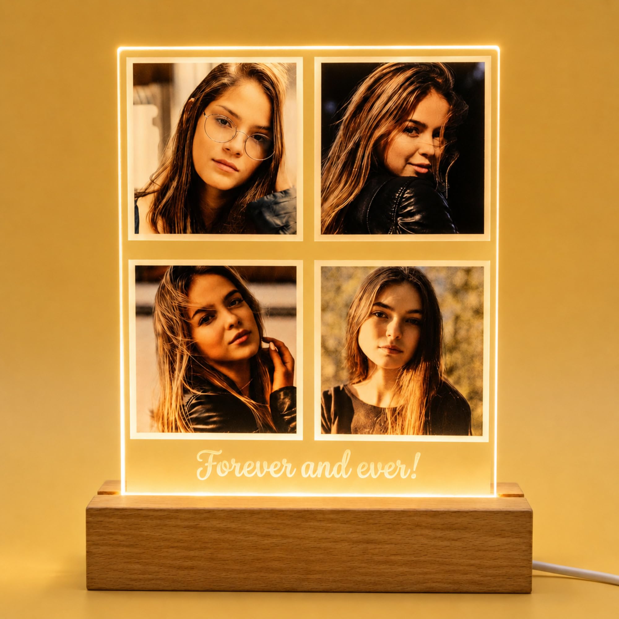 Charmify Personalised Photo Frame with Night Light – Custom LED Picture Frame with Photo Upload – Valentines Gifts Unique for Her Him – Acrylic Plaque Lamp for Couples, Family & Bedroom Decor