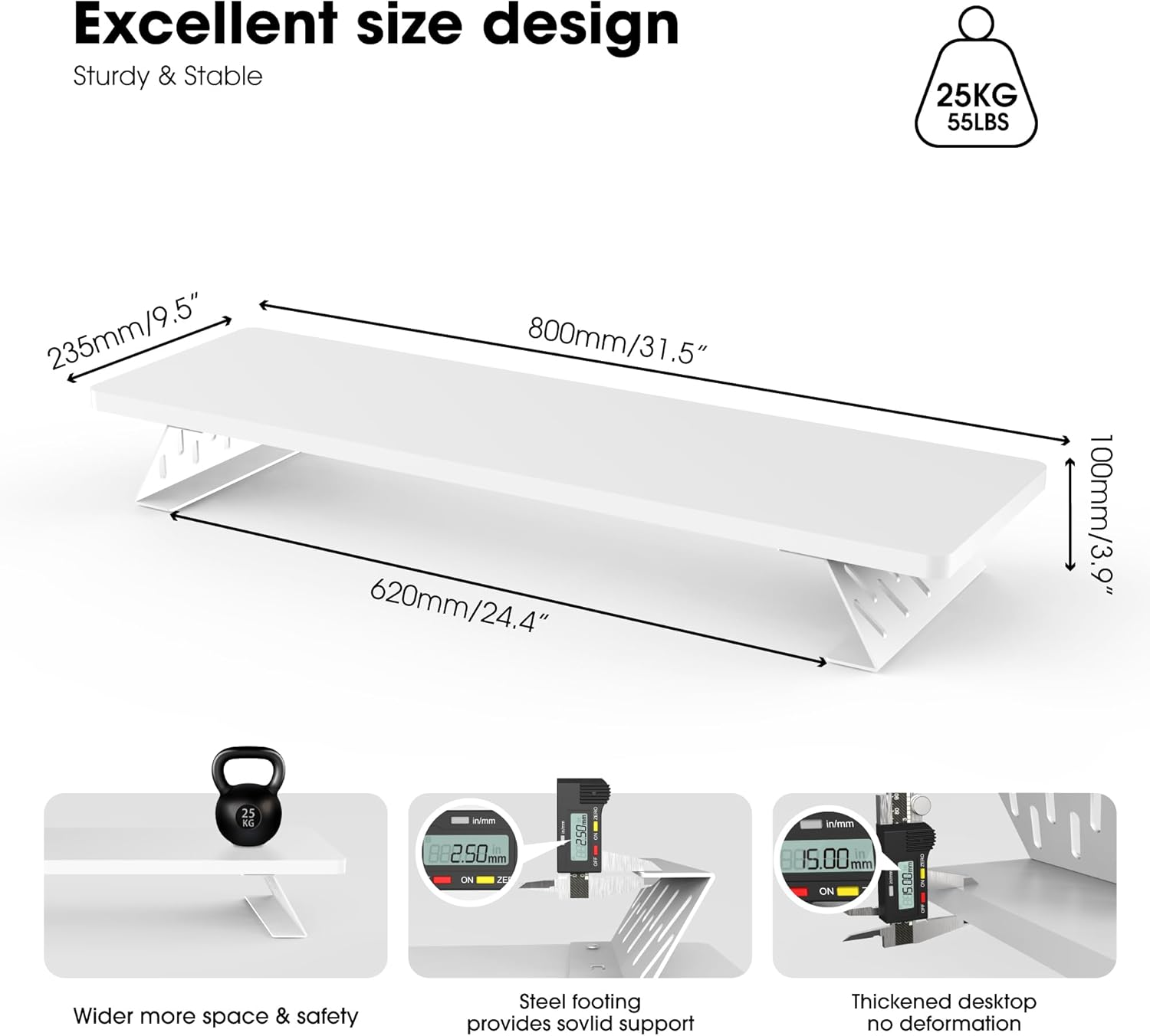 Fenge Monitor Stand Riser, Desk Top Shelf for 2 Monitors, Computer Stands for Desk, Wood & Steel Desktop Riser for Laptop, PC, Printer thumbnail