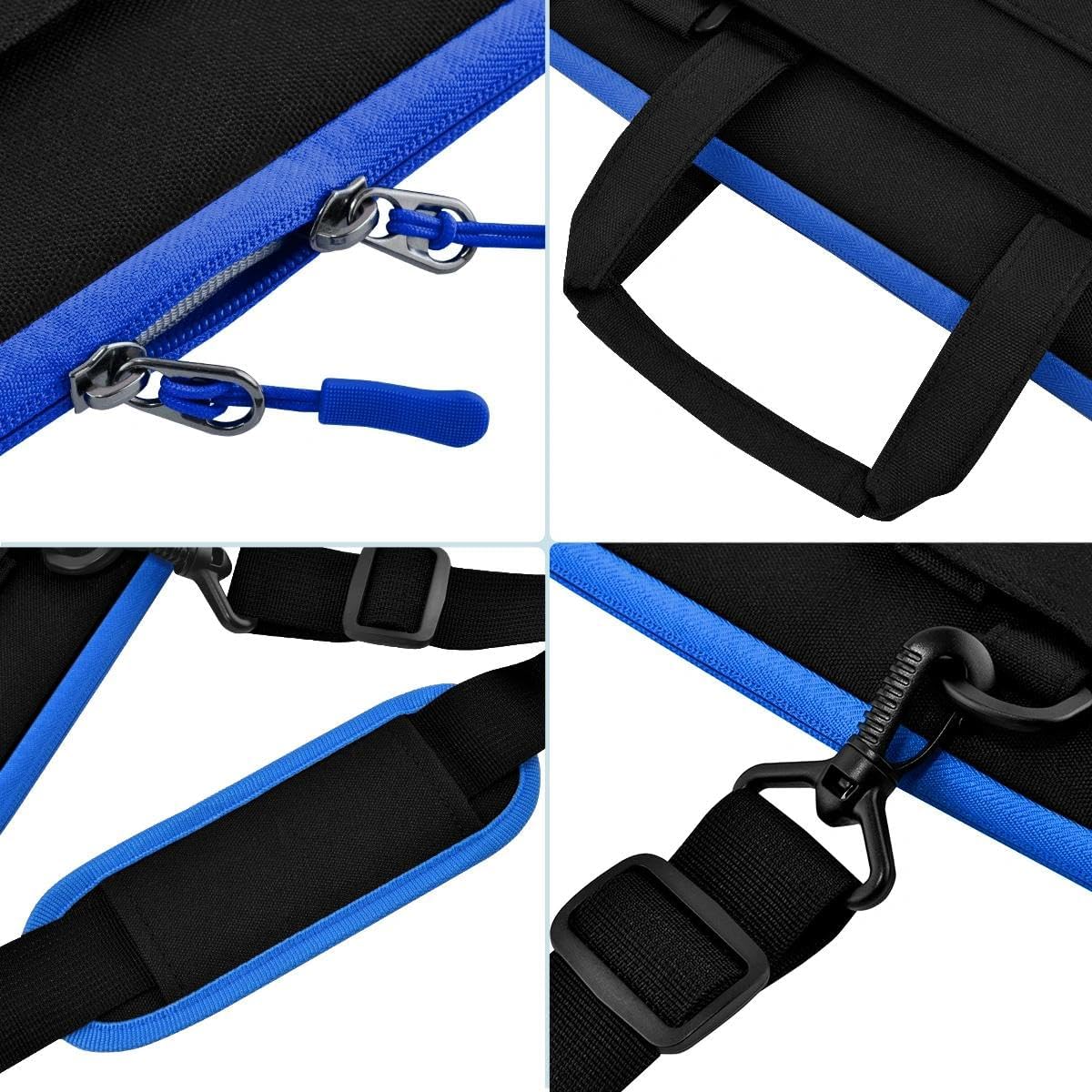 Laptop Case 15.6 inch Shoulder Bag, Durable Shockproof Protective Computer Carrying Briefcase with Multi-Pockets and Strap Compatible with Most 15.6 inch Notebooks,Black blue - Image 6