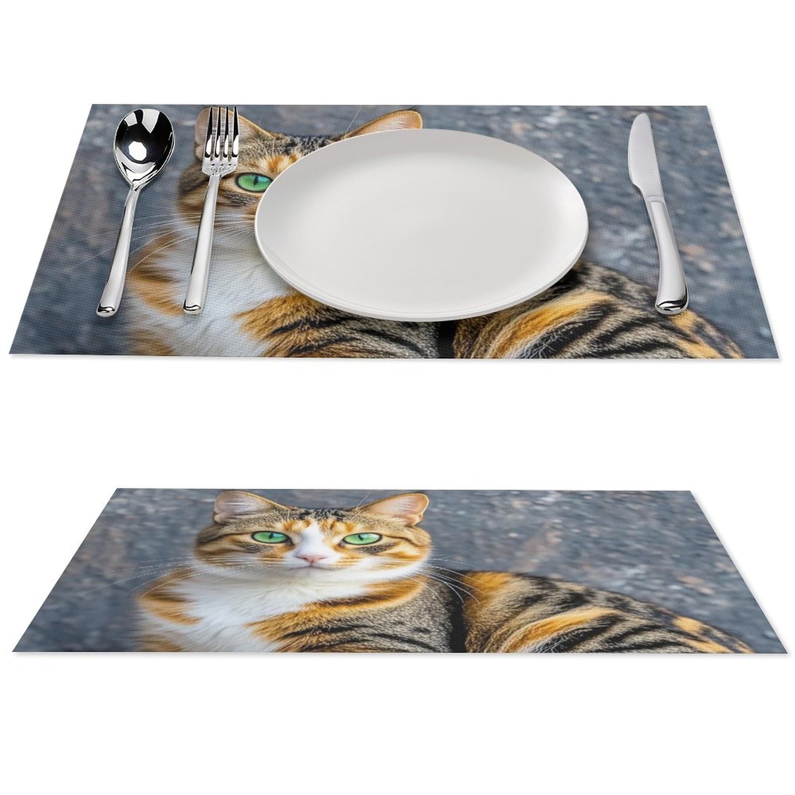 Set de table imprimé chat en PVC lavable et antidérapant pour cuisine et salle à manger (lot de 6)