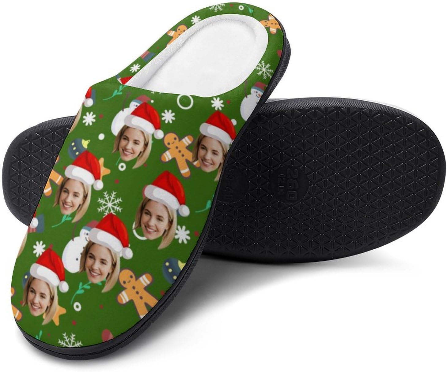 Pantoufles Personnalisées Pour Hommes Avec Photo/texte, Pantoufles De Maison Chaudes Personnalisées Pour Hommes, Chaussures De Maison Doublées De Peluche Moelleuses Pour Salon Chambre (Darkgreen