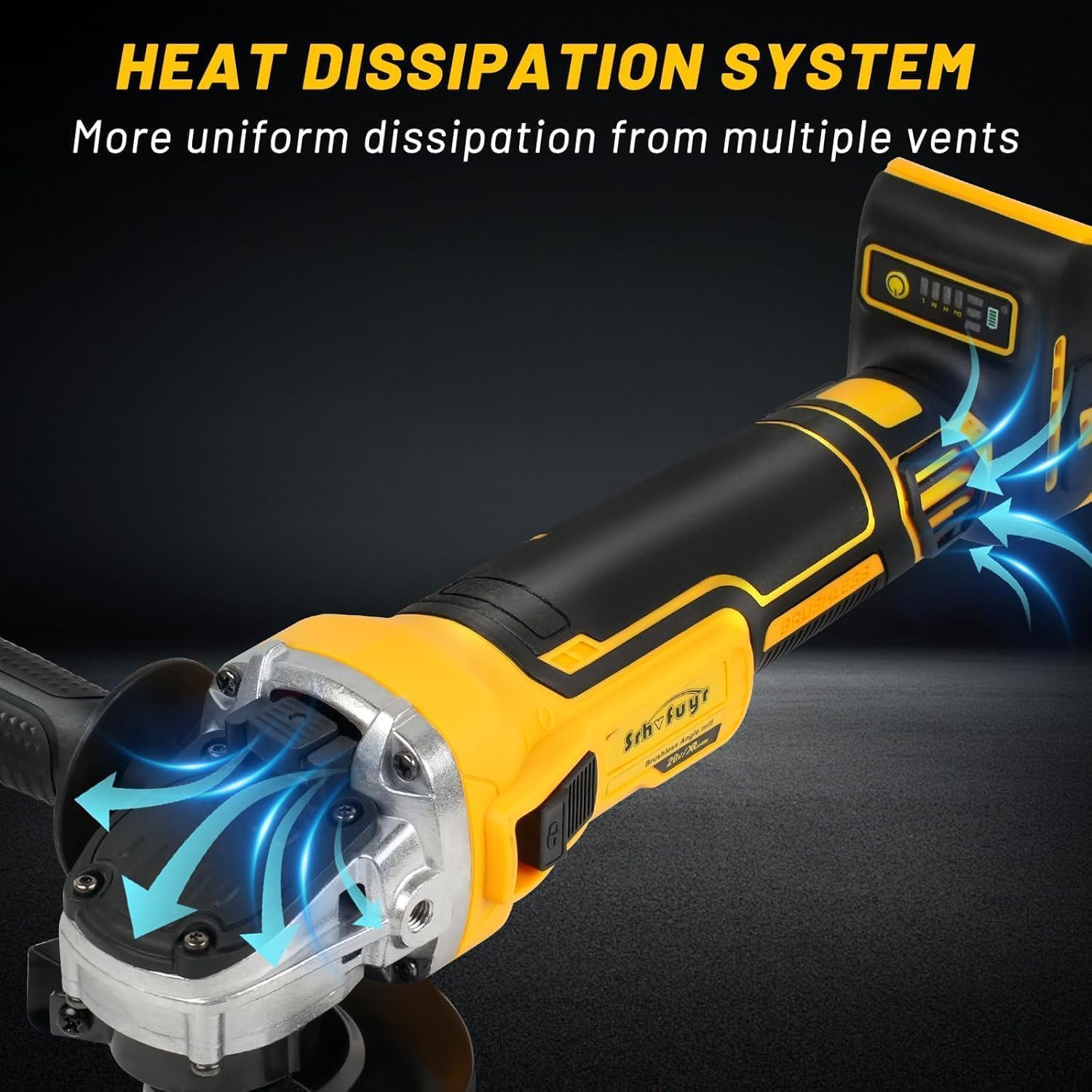 Cordless Angle Grinder for Dewalt 20V Battery (No Battery) 4-1/2" Blades Brushless Grinder,3 Variable Speed Up to 10000 RPM Battery Powered Angle Grinder，for Cutting, Griding, Polishing