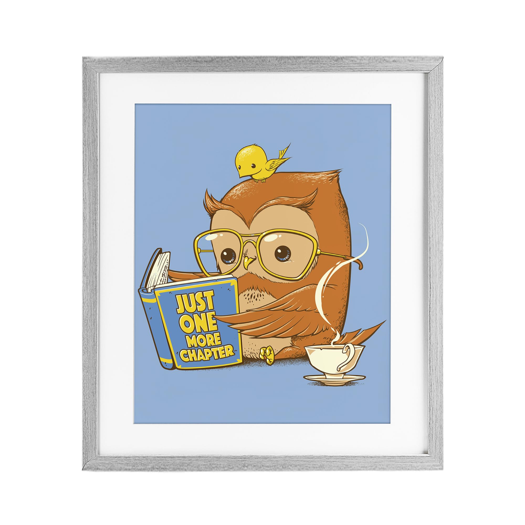 Stupell Industries Farmhouse Gray (Textured) 'One More Chapter Owl'| Framed Print Under Glass