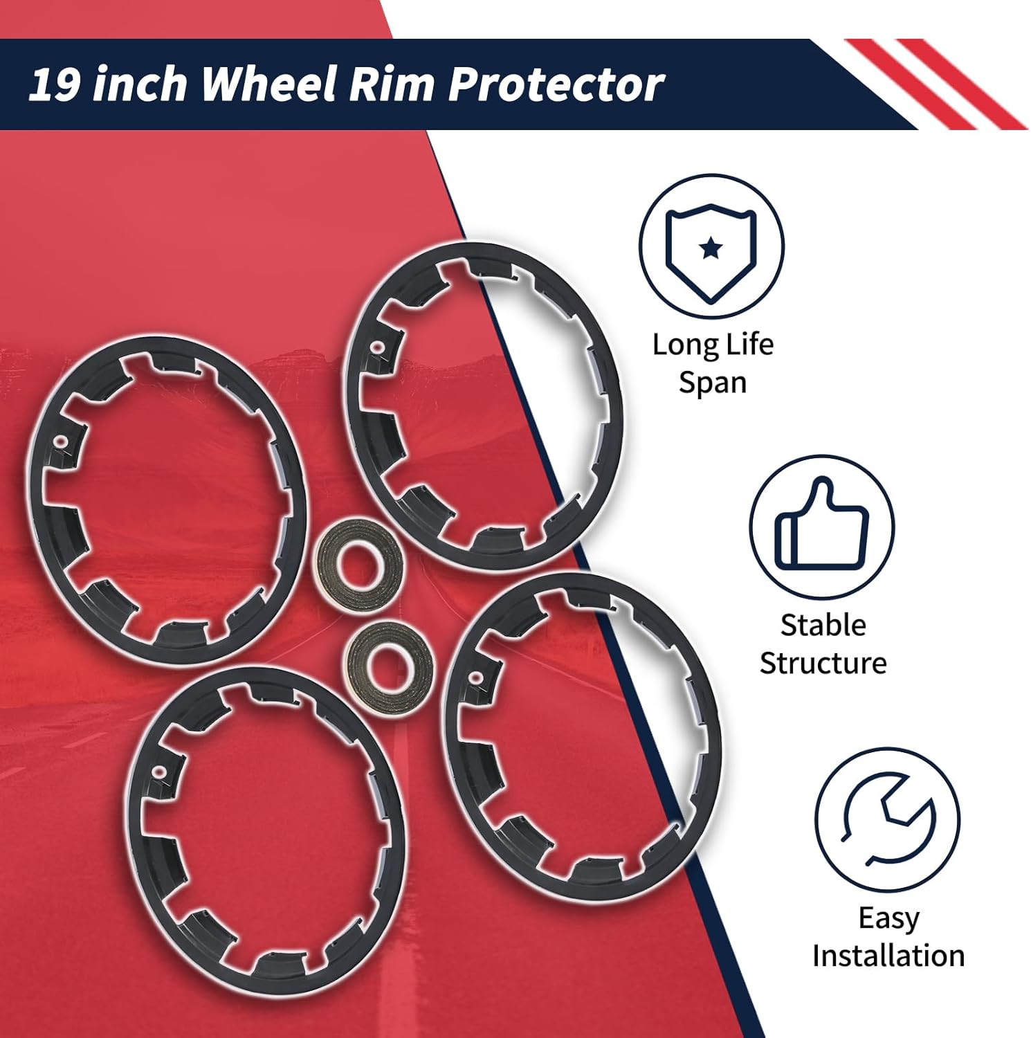 4PCS 19 Inch Wheel Rim Protectors,Compatible with Tesla Model 3 Highland 2023 2024 2025 Car Wheel Hub Cover Rims Edge Protector Ring Tire Guard Strip Silver