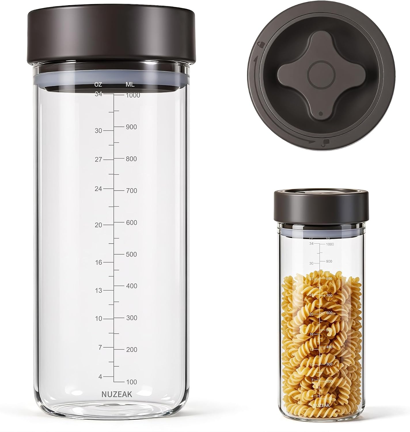 34 fl oz Airtight Twist-Seal Glass Food Storage Canister with Lid