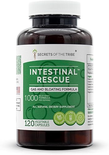 Secrets of the Tribe - Fórmula de rescate intestinal, gas e hinchazón, mezcla de suplementos de hierbas (120 cápsulas) disponible en Yaxa Colombia