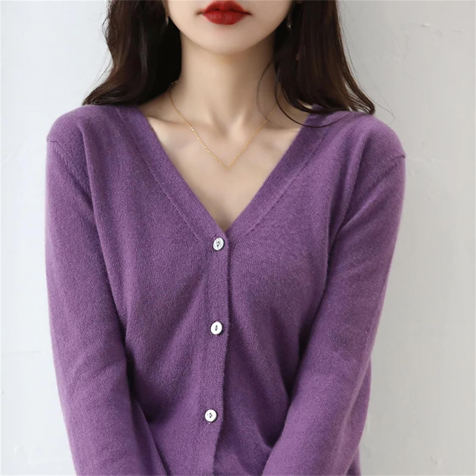 Cárdigan De Punto para Mujer, Chaqueta Larga De Manga Larga, Color Sólido, Moda Holgada, Suéter con Cuello En V Y Botones De Un Solo Pecho para Invierno