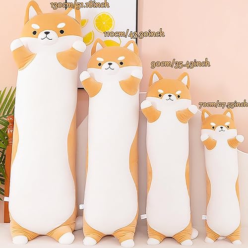 Miniatura 7 de Almohada larga de peluche Shiba Inu gigante de peluche para perro Corgi, almohada para abrazar, cojín largo suave para dormir, regalos para niñas y