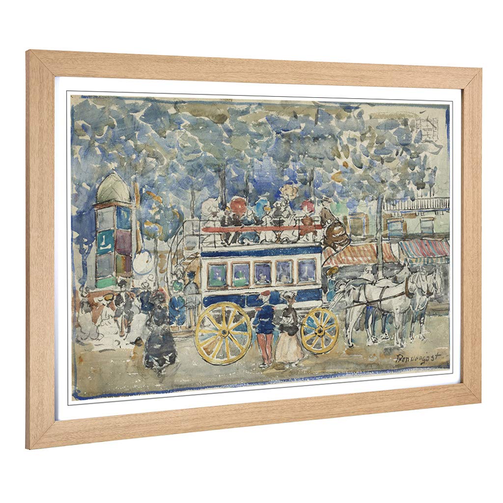 Big Box Art Framed Print of Maurice Pendergrast The Paris Omnibus Design | Wall Art Picture | Home Decor for Kitchen, Living Room, Bedroom, Hallway, Oak, A2 / 24.5x18 Inch / 62x45cm