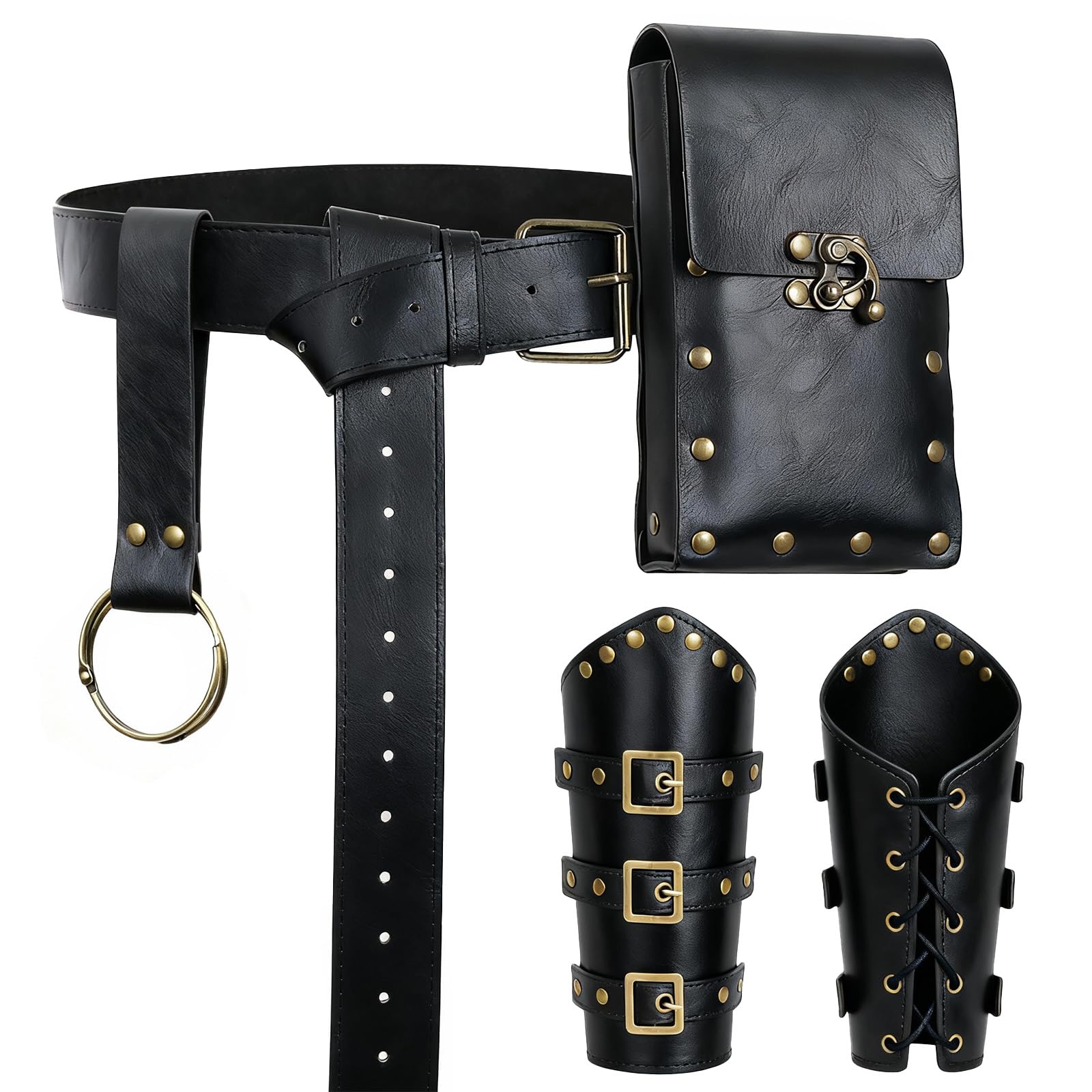 Renaissance Belt Pouch Set Medieval Pirate Ren Faire Accessories