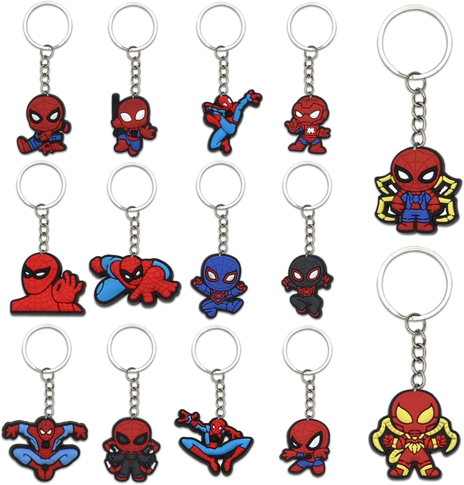 14Pcs Keychains Party Bag Fillers for Kids Boys Girls, Hero Theme Keyrings Party Favors for Birthday Gift Christmas Halloween Party Supplies Pinata Filler Lucky Dip Prizes Rewards
