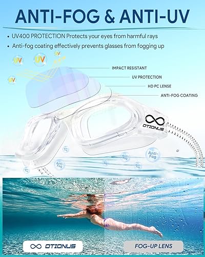 Miniatura 4 de Gafas de natación polarizadas, para adultos, con correa elástica, sin tirones de pelo, antivaho para piscina para hombres y mujeres