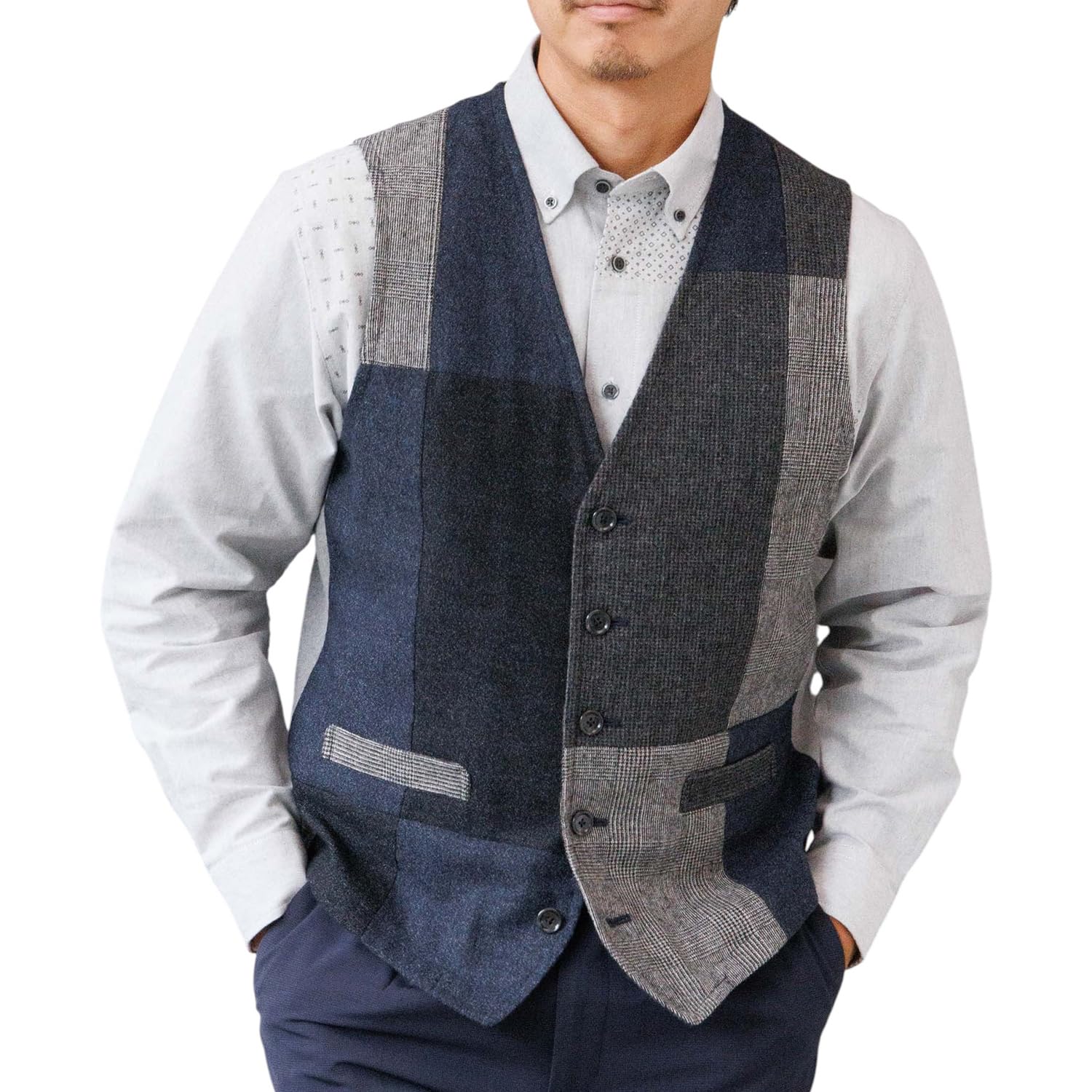 inspire HYL-54506 Inspired Oshu Japanese Material Vest, Gilet Men's Outerwear with Inner Pockets, Lightweight, Autumn, Casual, Business, Business Casual, Suit, Jacket, Autumn, Winter, Stylish-picture-49