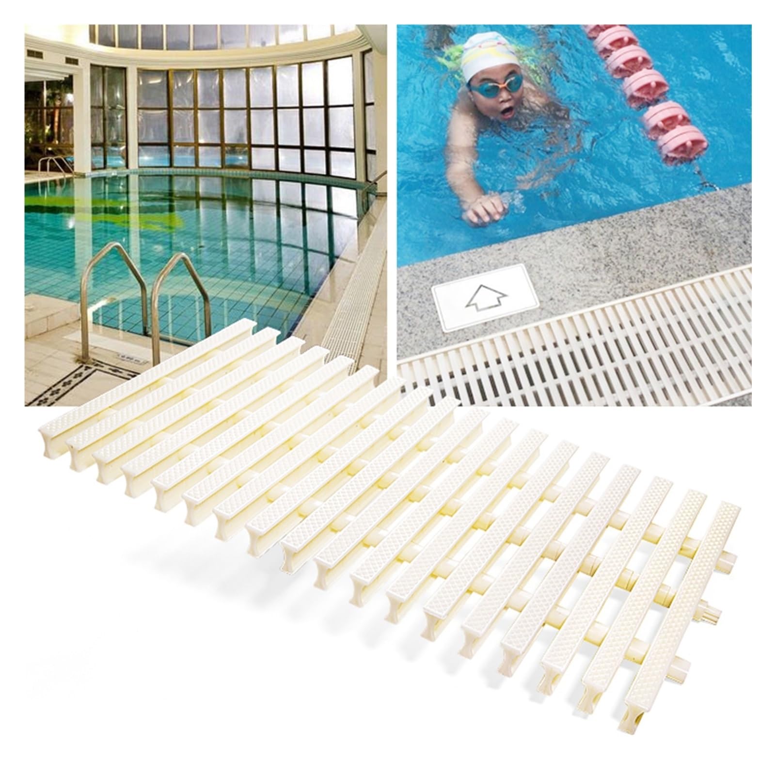 Rejilla De Drenaje De Desbordamiento De Piscina ABS, Rejilla De Drenaje De Plástico Resistente A Los Rayos UV, Rejilla De Desbordamiento De Canalón(9.8x39.3in,6pcs)