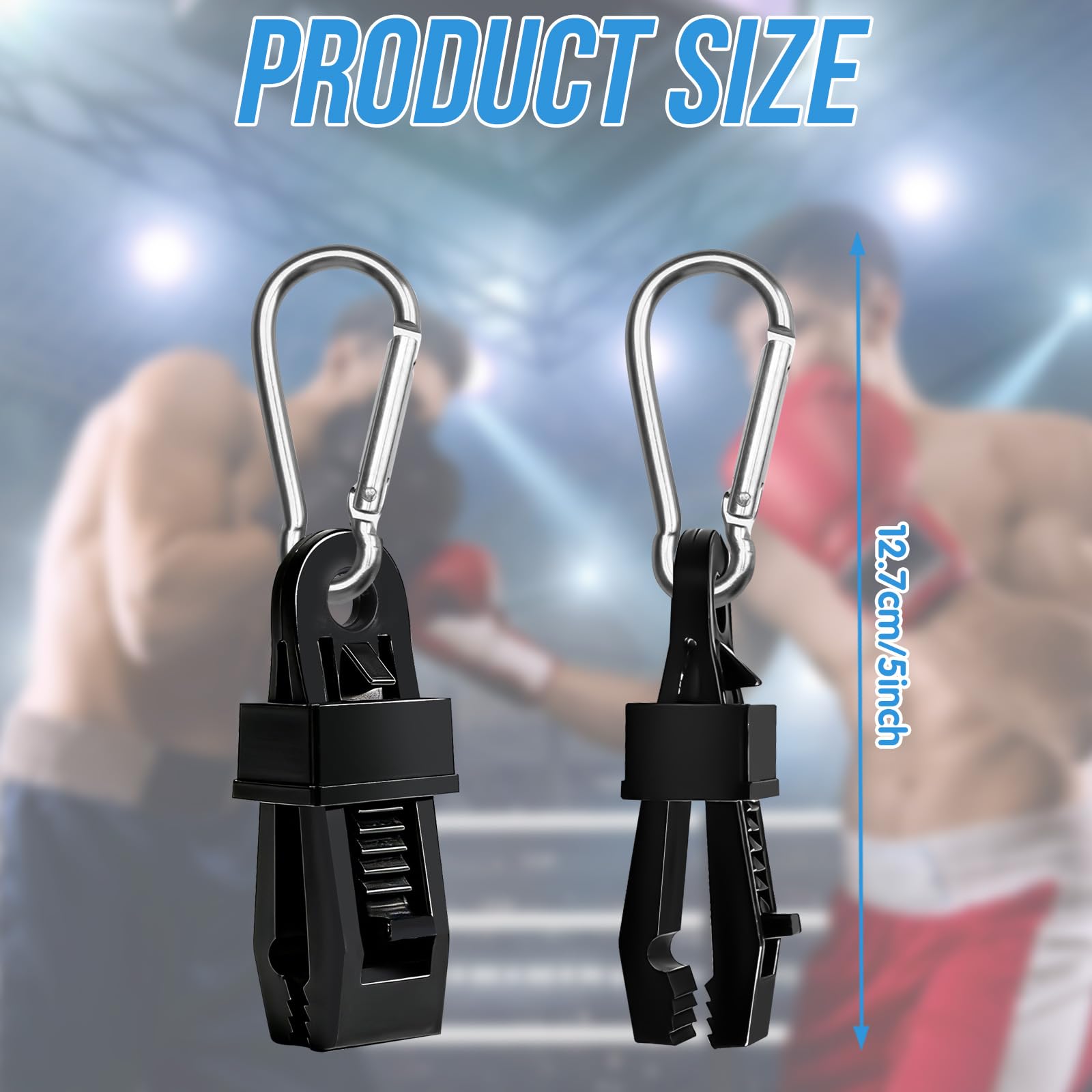2 Soportes metálicos para de Boxeo | Mosquetón Resistente para asegurar y Transportar de MMA y Muay Thai en Mochilas, Bolsos, Equipaje o Bolsas de Gimnasio | Organizador de Accesorios Boxeo Clip