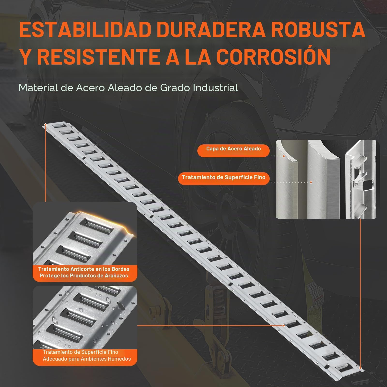 Vevor El Juego Incluye 8 rieles de Acero y 2 Anillos de Amarre de una Sola Ranura con Tapas de Extremo de Anillo en D, Accesorios de Seguridad de Carga, Motocicletas y Bicicletas, Kit de rieles de