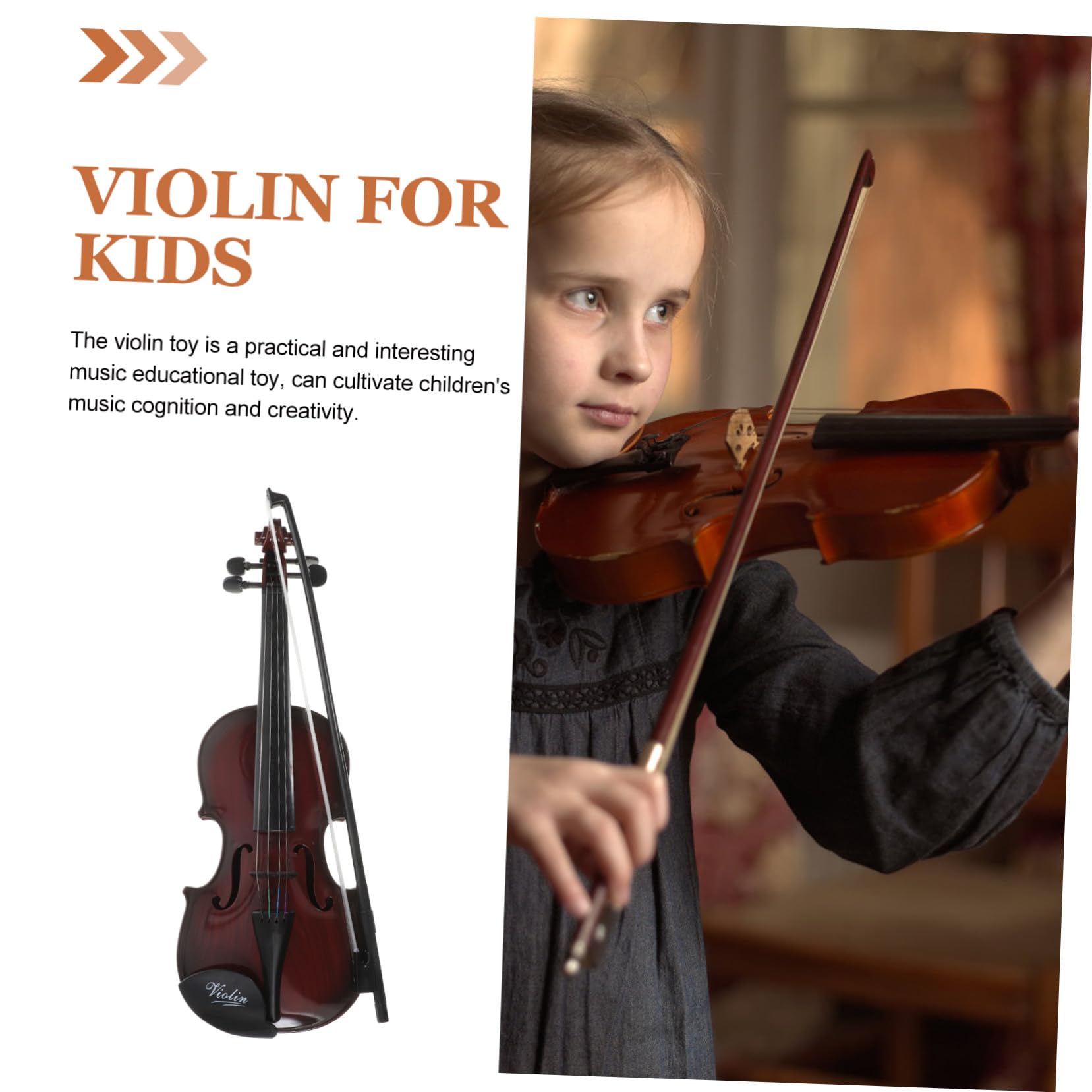 Mini Violino Giocattolo Musicale per Bambini, Marrone Plastica | Forma Classica, Stile Piccolo e Delicato, Idea Regalo Compleanno, per Ragazzi e Ragazze
