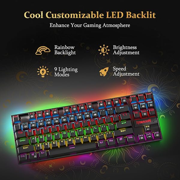 Close-up view of the Redragon K552 KUMARA keyboard's compact 87-key layout.