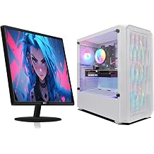 STGAubron Gaming PC Bundle with 24 Inch FHD LED Monitor- AMD Ryzen 5 2600 up to 3.9GHz, GeForce RTX 3050 6G, 16GB DDR4, 512GB SSD, RGB Fan x4, Windows 11 Home