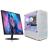 STGAubron Gaming PC Bundle with 24 Inch FHD LED Monitor- Intel Core i5-9400F up to 4.3GHz, Radeon RX 590 8G, 16GB DDR4, 1TB SSD, RGB Fan x 6, Windows 11 Home,White