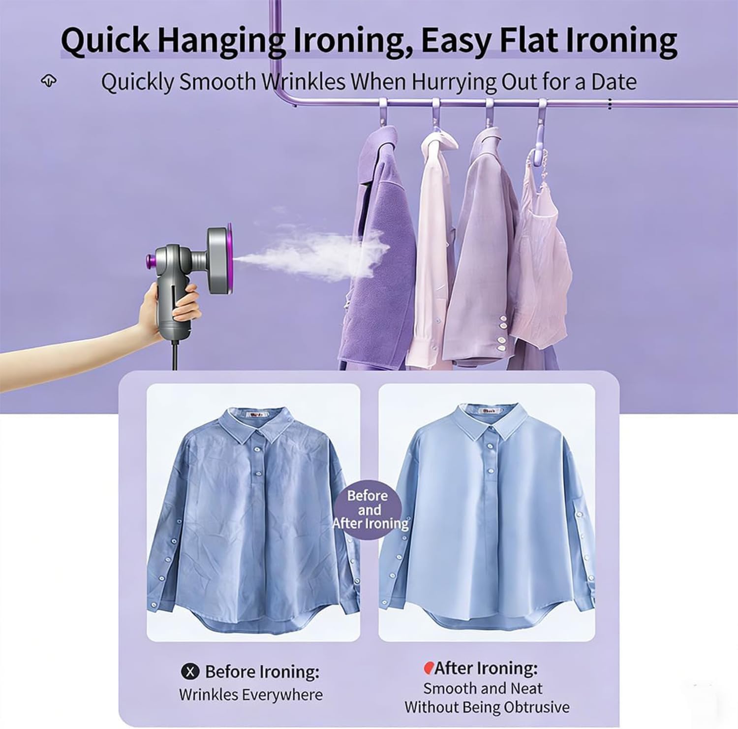Mini Steam Iron – Crisp Clothes in Minutes, 2026 New Portable Travel Mini Steam Iron for Clothes, Handheld Garment Steamer with 90° Rotatable Head, Fast Heat-Up Wrinkle Remover (Gray)