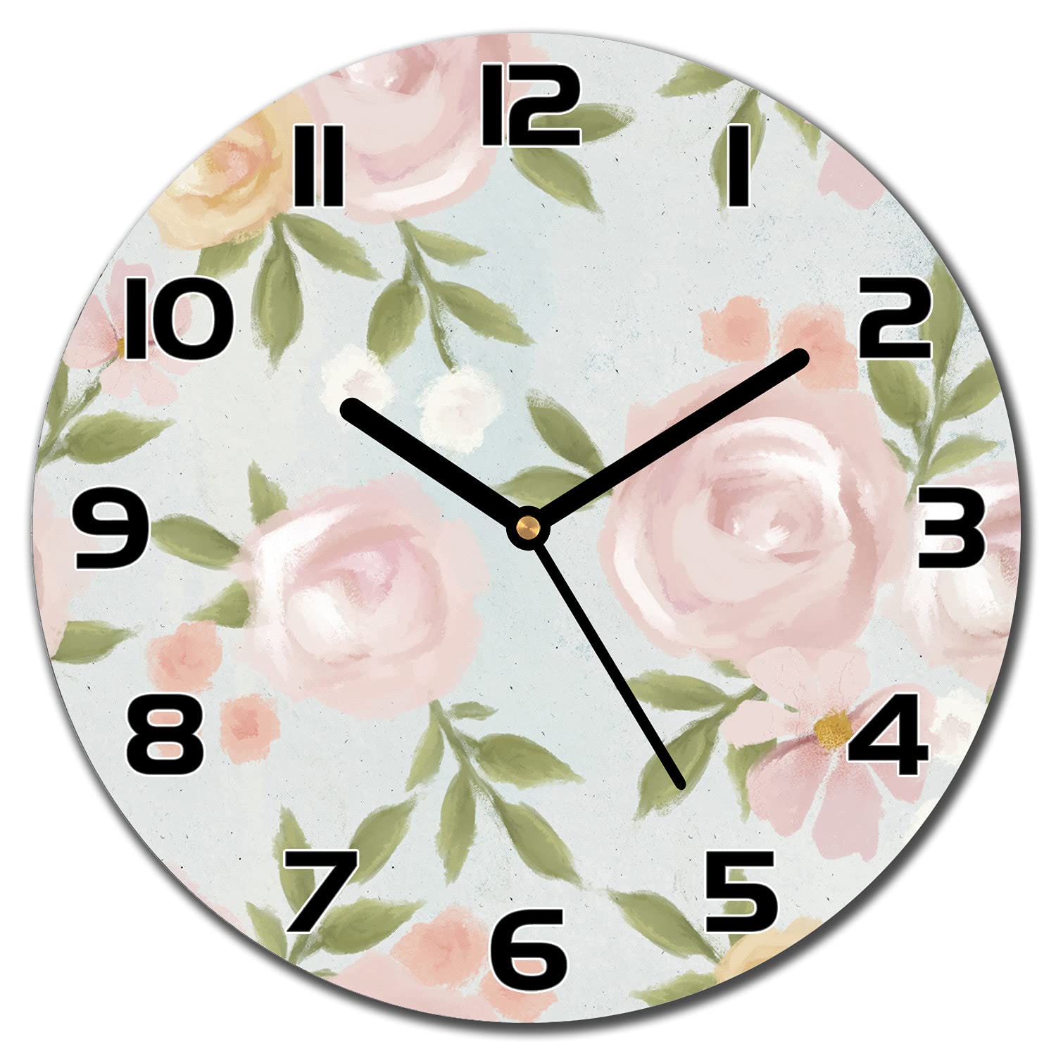 Horloge de cuisine en verre Shabby Rose pour une ambiance cosy