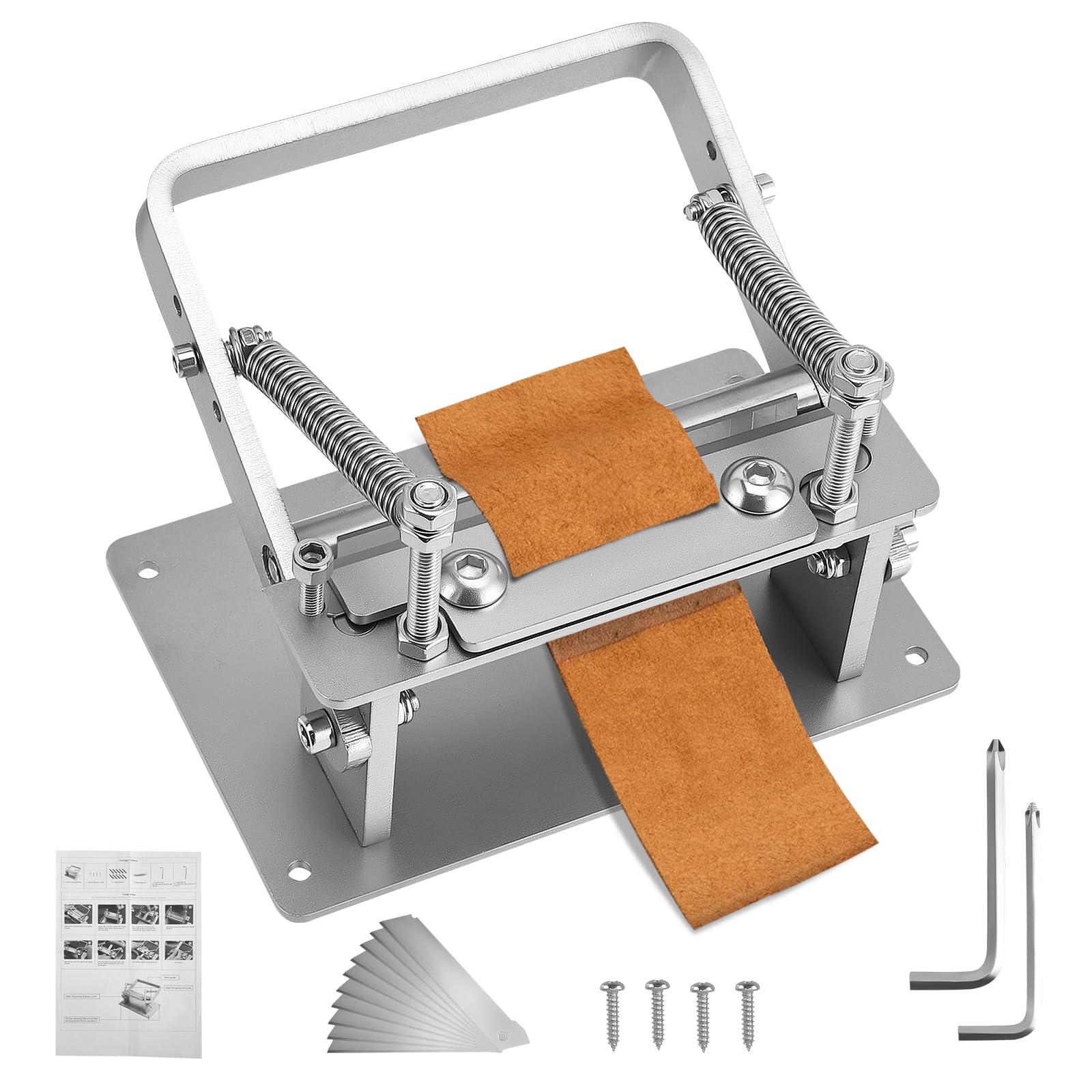 Leather Peeling Machine, Stainless Steel Manual Leather Splitter Machine, Thickness Adjustable Leather Skiver Peeler, Leather Skiver Paring Splitting Machine for Craft DIY Cutting