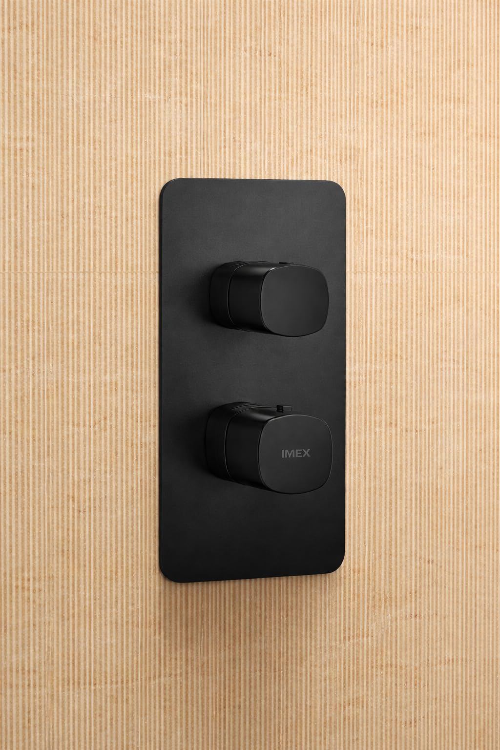 IMEX Conjunto Ducha Empotrado Termostático Negro mate Toscana GTT064 Grifería con Rociador Efecto Lluvia 25x40 cm Ducha de Baño 2 Vías Set de Ducha Completo