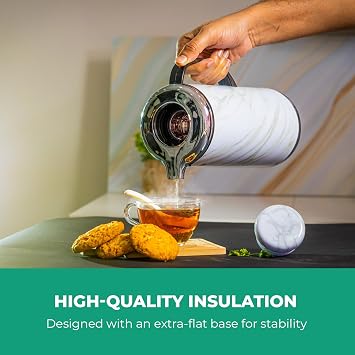 Royalford Marble Finish Vacuum Flask 1300ml | Double Wall Insulated Coffee Carafe | Thermal Jug for Hot & Cold Drinks | Leak-Proof Lightweight Easy Clean Durable & Stylish Portable Flask for Daily Use
