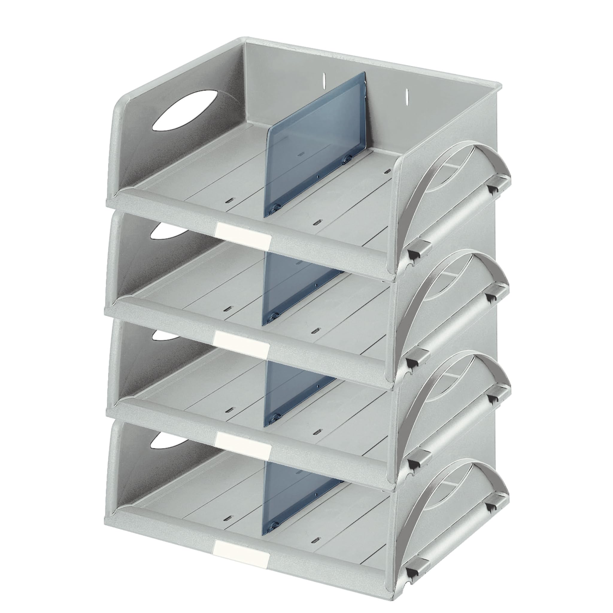 Leitz Storage Basket Landscape Format A4 Maxi Pack of 4 Ideal Sorting and Storage System for Post Rooms and Copy Rooms, Grey, Sorty, 52300085