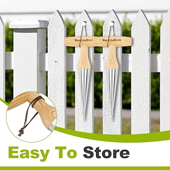 Berry&Bird Stainless Steel Sow Dibbler, Garden Hand Dibber Tool with T-Handle & Sharp Tip, Ergonomic Dibber for Planting Bulbs, Seeds and Seedlings