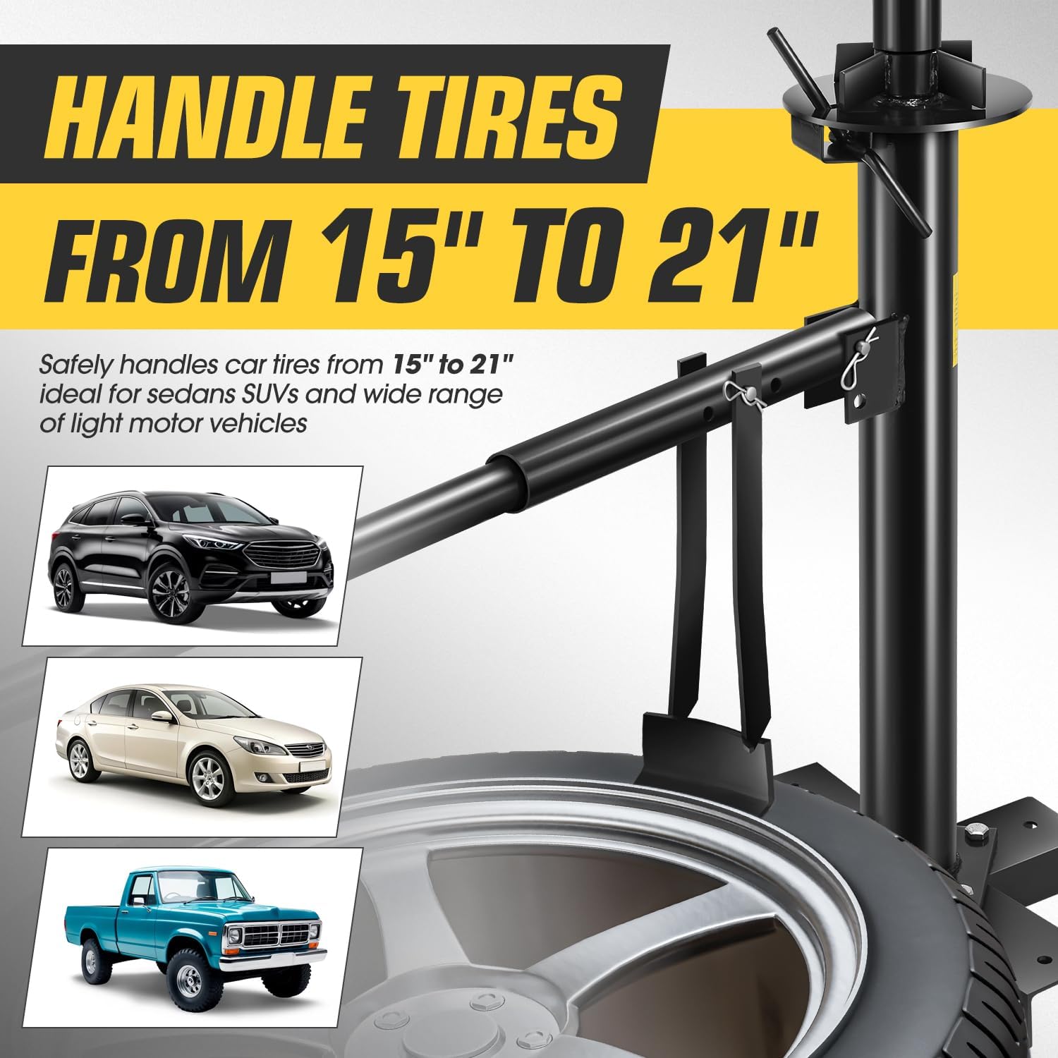 DNA Motoring Manual Tire Changer Portable Hand Bead Breaker Tire Machine for 15" to 21" Tires Tire Mounting Machine for Car Truck Home Garage Small Auto Shop, TOOLS-00781