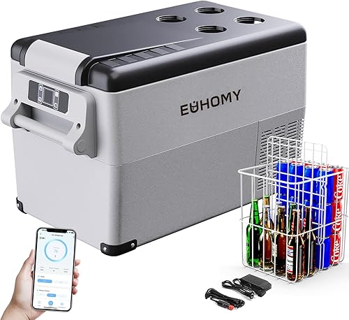 Miniatura 11 de Euhomy - Refrigerador de automóvil, 12 voltios, 35L (38 qt), refrigerador RV con 12/24 V CC y 120-240 V CA, refrigerador y congelador