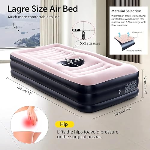 Miniatura 2 de Cama BBL mejorada con agujero, cama BBL inflable después de la cirugía, colchón brasileño de recuperación de cirugía de levantamiento de glúteos con